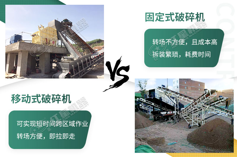 流動(dòng)粉碎石機(jī)，可以隨時(shí)轉(zhuǎn)場停車生產(chǎn)的破碎生產(chǎn)線